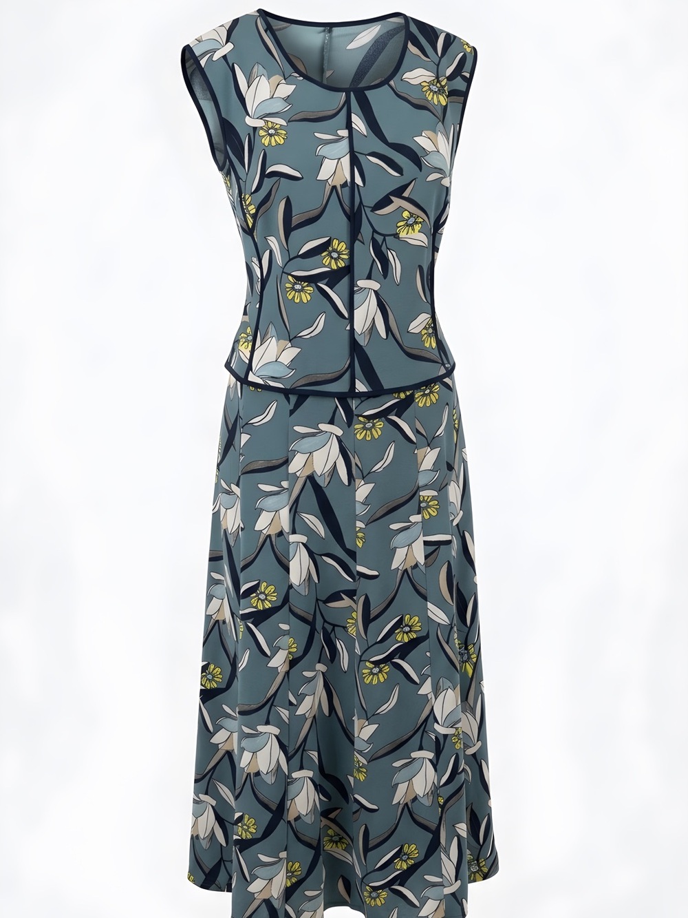 Ann Taylor Slate Floral Maxi Skirt with Cream & Yellow Bloom